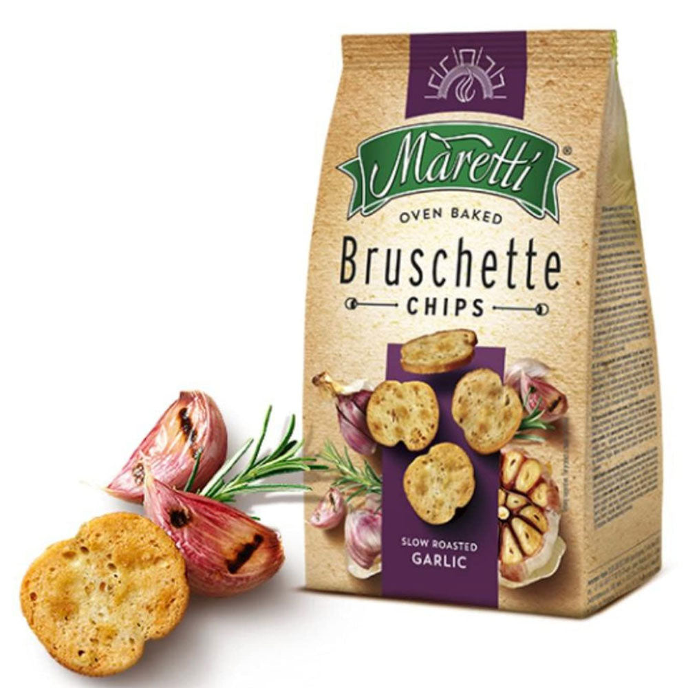 Maretti Oven Baked Bruschette Chips Slow Roasted Garlic 70gm